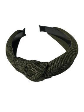 Olive Wide Textured Fabric Fashion Headband w/ Knot